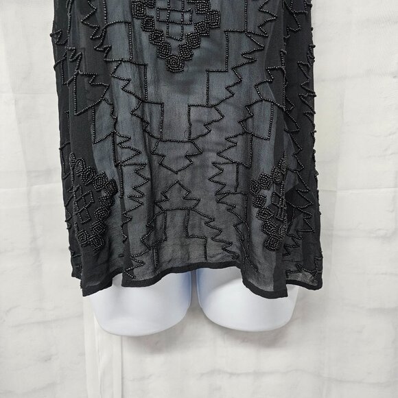 Vintage True Religion Tank Black Silk Beaded Sheer Goth Whimsigoth Fairy XS - Picture 3 of 11